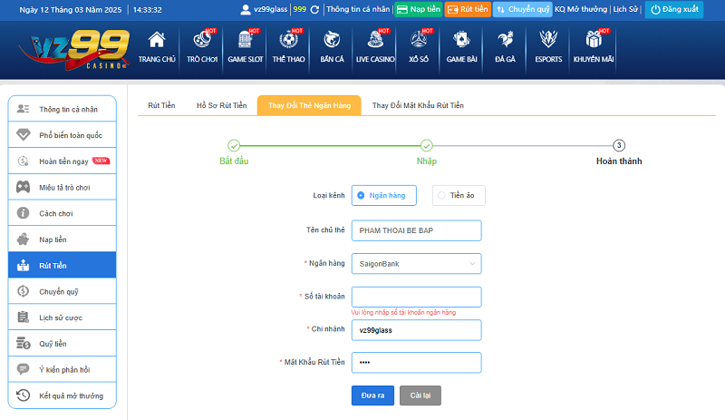Hướng dẫn rút tiền VZ99 về tài khoản phút chốc 3 Cách rút tiền VZ99 về tài khoản phút chốc