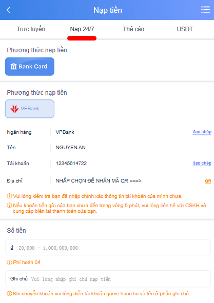 Quy chuẩn nạp tiền VZ99 đơn giản, dễ hiểu nhất 13 nạp 247 VZ99